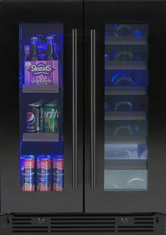XO Luxury 24"Black Stainless Steel and Glass Beverage Center and Wine Cooler