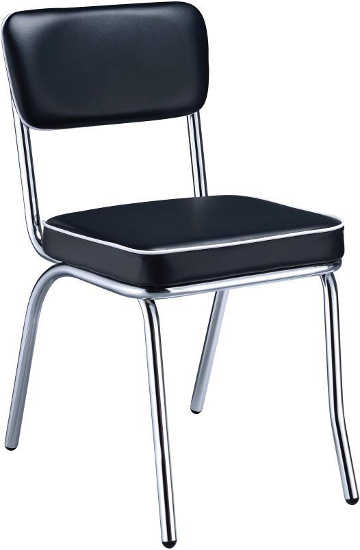 Coaster® Set of 2 Retro Black And Chrome Open Back Side Chairs