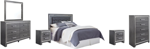 Lodanna gray upholstered panel deals storage bedroom set