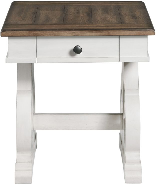 Intercon Drake Two-Toned Rustic White/French Oak Chairside End Table