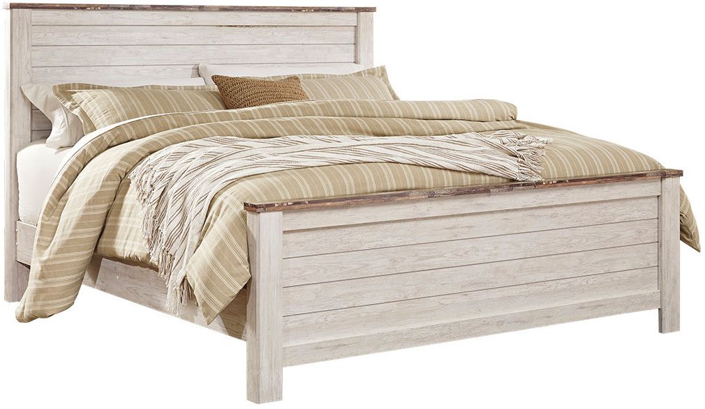 Willowton whitewash store panel bedroom set