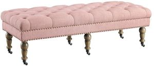 Linon Isabelle Washed Pink 62" Linen Bench