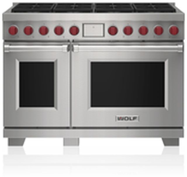 Wolf® 48" Natural Gas Stainless Steel Freestanding Dual Fuel Range-0