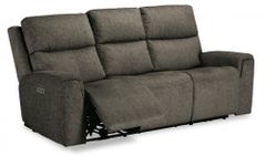 Flexsteel® Jarvis Grey Power Reclining Sofa with Power Headrests