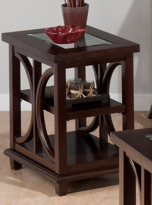 Jofran Inc. Panama Glass Top Chairside Table with Brown Base