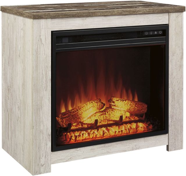 Signature Design by Ashley® Willowton Whitewash Fireplace Mantel with Fireplace Insert 0