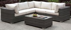 Furniture of America® Somani Light Gray Wicker/Ivory Cushion 2 Piece L-Sectional & Coffee Table