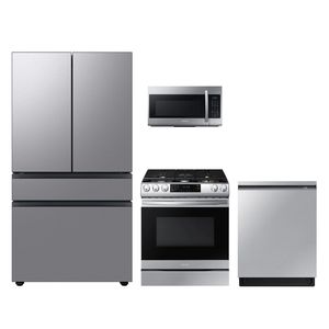 Samsung 4pc Appliance Package - 28.8 cu.ft. BESPOKE 4Door French Door Refrigerator and Slide-in Gas Range w/ Air Fry