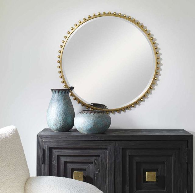 Uttermost® Taza Gold Round Mirror | Bob Mills Furniture