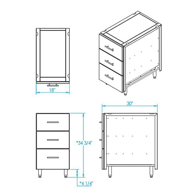 Kalamazoo™ Outdoor Gourmet Signature Series 18" Marine-Grade Stainless Steel Storage Cabinet with Three Drawer-1