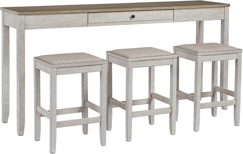 Signature Design by Ashley® Skempton 4 Piece White/Light Brown Counter Height Table Set