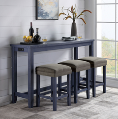 Furniture of America® Caerleon 4-Piece Antique Blue and Gray Counter Height Set