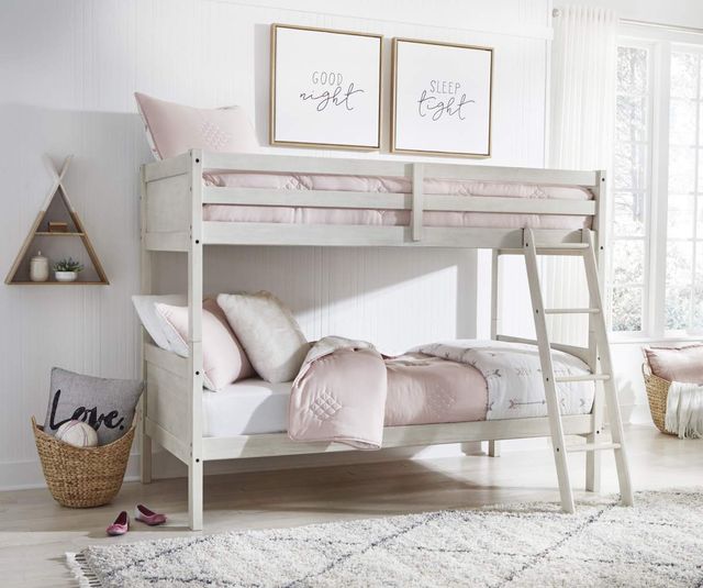 Signature Design by Ashley® Robbinsdale Antique White Twin/Twin Bunk Bed with Ladder 6