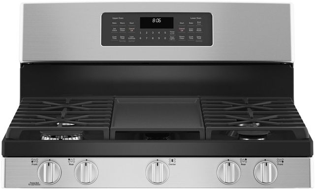 GE® 30" Stainless Steel Free Standing Gas Double Oven Convection Range-3