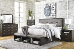Signature Design by Ashley® Hyndell 4-Piece Dark Brown King Bedroom Set