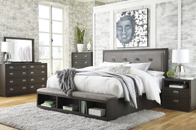 Signature Design by Ashley® Hyndell 4 Piece Dark Brown King Bedroom Set