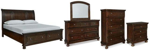 Millennium® by Ashley Porter 5-Piece Rustic Brown King Sleigh Bed Set