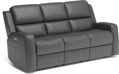 Flexsteel® Linden Black Power Reclining Sofa with Power Headrests and Lumbar