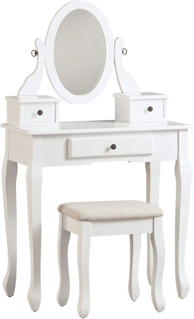 Signature Design by Ashley® Kaslyn White Vanity with Mirror & Stool-0