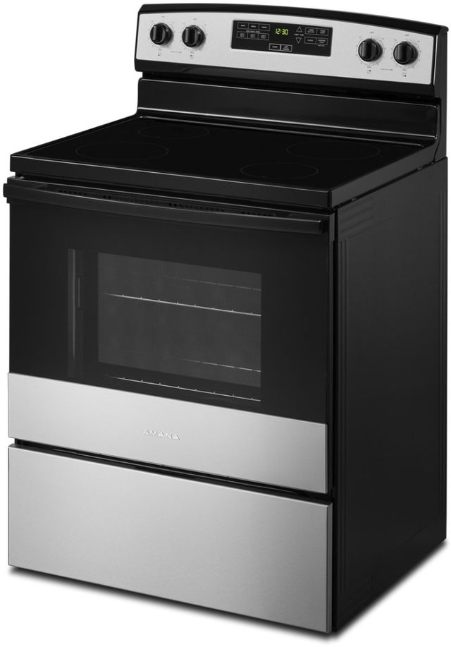 Amana® 30" Black on Stainless Free Standing Electric Range 28