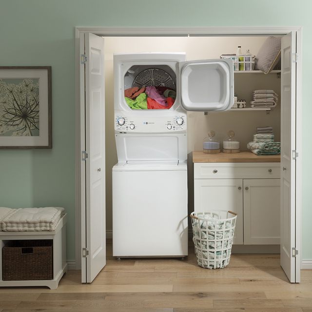 GE® Unitized Spacemaker 4.5 Cu. Ft. Washer, 5.9 Cu. Ft. Dryer White Stack Laundry 6
