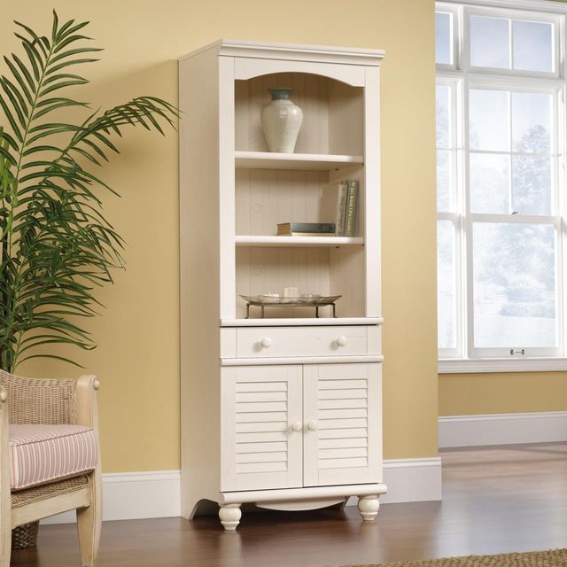 Sauder® Harbor View Antiqued White Library/Bookcase with Doors 1