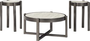 Signature Design by Ashley® Lannoli 3-Piece Beige/Pewter Occasional Table Set