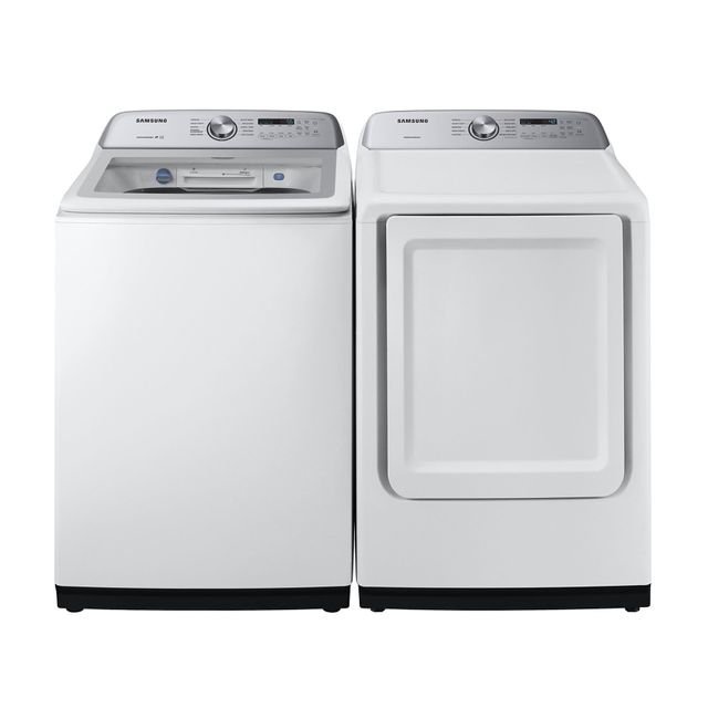 Samsung 4.9 cu.ft. Top Load Washer and Gas Dryer pair w/ Super Speed and Steam Sanitize+