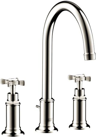AXOR Montreux Polished Nickel Widespread Faucet 180 with Cross Handles and Pop-Up Drain, 1.2 GPM