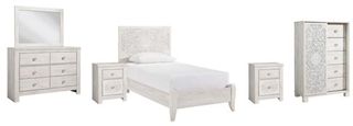 Signature Design by Ashley® Paxberry 6-Piece Whitewash Twin Youth Panel Bed Set