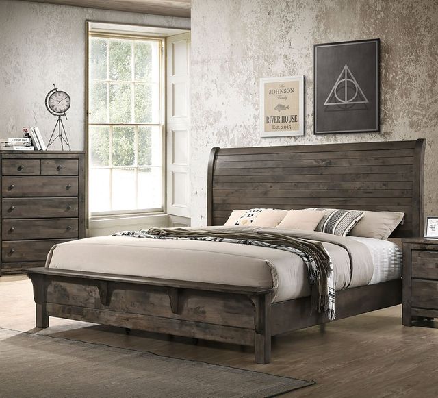 New Classic® Home Furnishings Blue Ridge 2-Piece Rustic Gray Queen Sleigh Bedroom Set with Chest-1