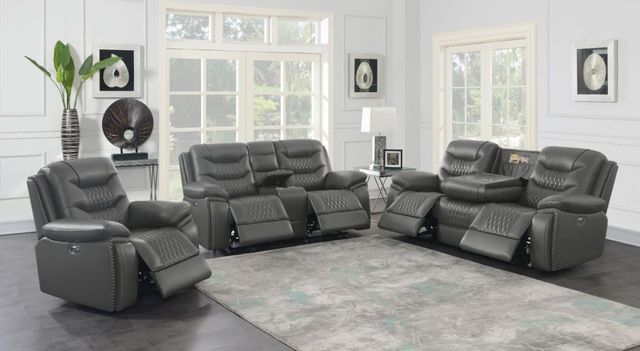Coaster® Flamenco Charcoal Tufted Upholstered Power Sofa 9