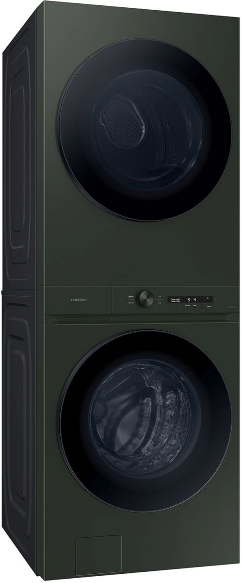 Samsung Bespoke 5.3 Cu. Ft. Washer, 7.6 Cu. Ft. Dryer Satin Green Stack ...