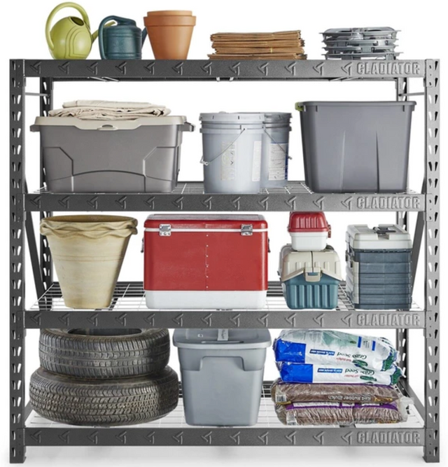 Gladiator® Hammered Granite 77" Wide Heavy Duty Rack with Four 24" Deep Shelves 1