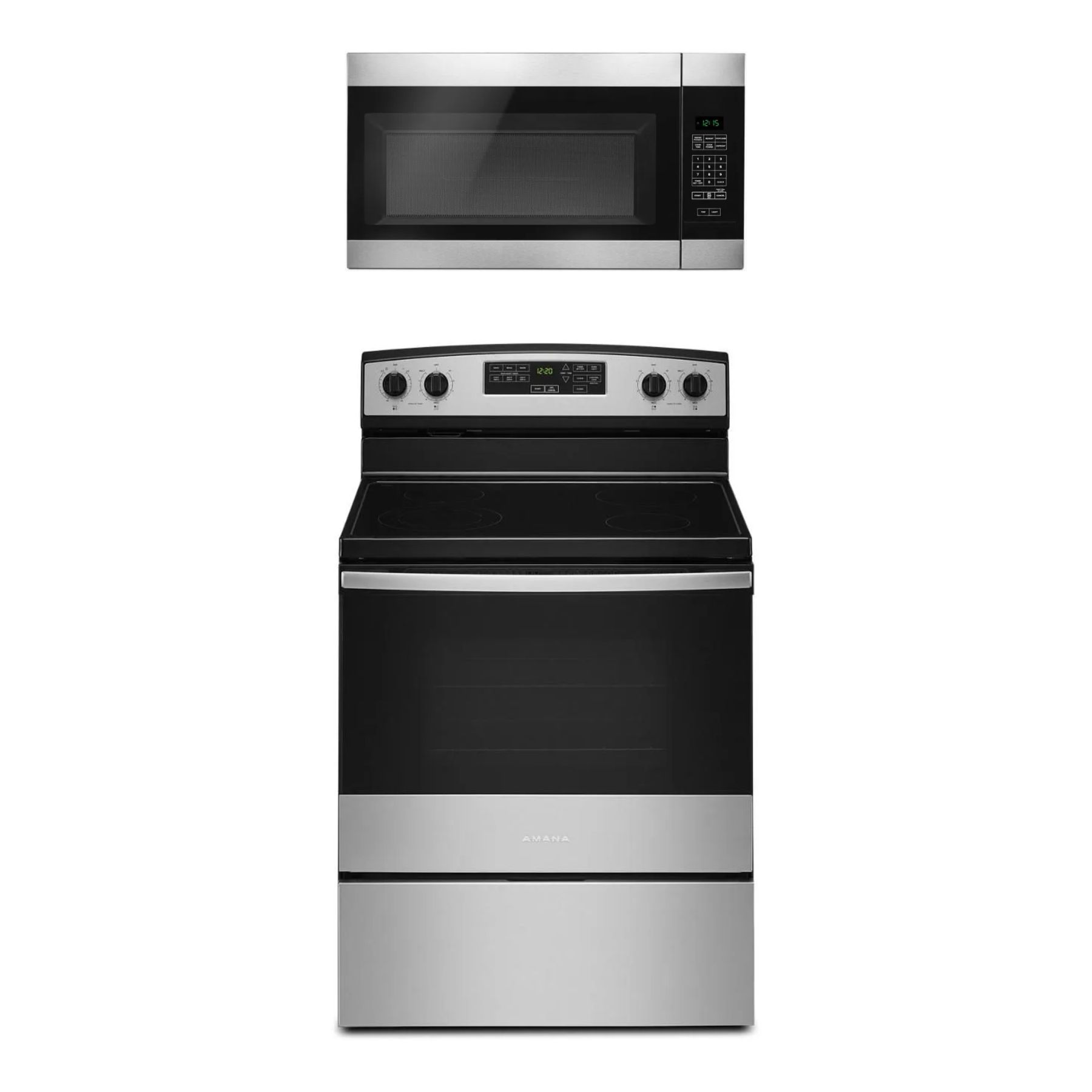 Amana® 2 Piece Black on Stainless Kitchen Package | Dixon's 