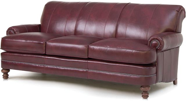 Smith Brothers 346 Collection Red Leather Sofa 1
