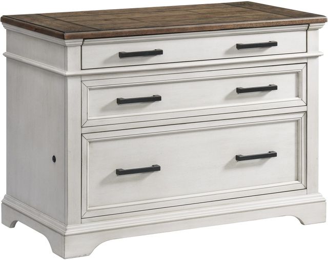 Intercon Drake Two-Toned Rustic White and French Oak Lateral File Cabinet 1