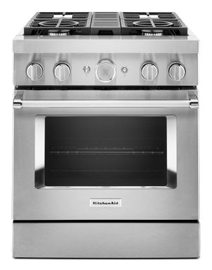 KitchenAid® 30" Stainless Steel Commercial-Style Free Standing Dual Fuel Range