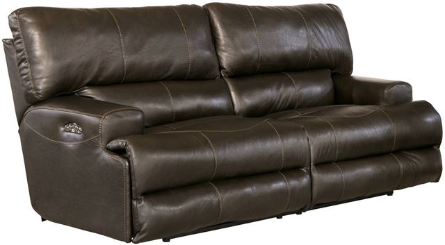 Catnapper® Wembley Steel Leather Power Lay Flat Reclining Sofa with ...