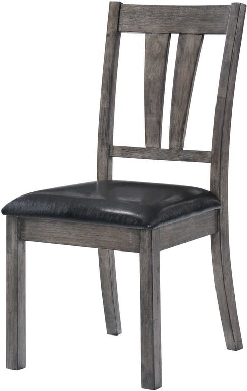 Elements International Nathan Gray Oak Upholstered Seat Side Chair