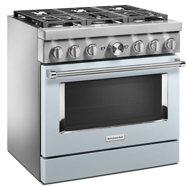 KitchenAid® 36" Misty Blue Commercial-Style Free Standing Dual Fuel Range-2