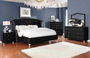 Coaster® Deanna 5-Piece Black Eastern King Upholstered Bedroom Set
