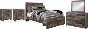 Benchcraft® Derekson 5-Piece Multi Gray Full Youth Storage Panel Bed Set