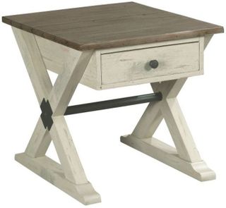 Hammary® Reclamation Place Brown and White Trestle Drawer End Table