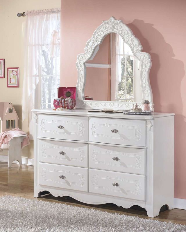 Signature Design by Ashley® Exquisite White Dresser and French Style Bedroom Mirror 0