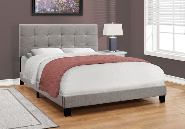 Monarch Specialties Inc. Grey Linen Queen Bed 3