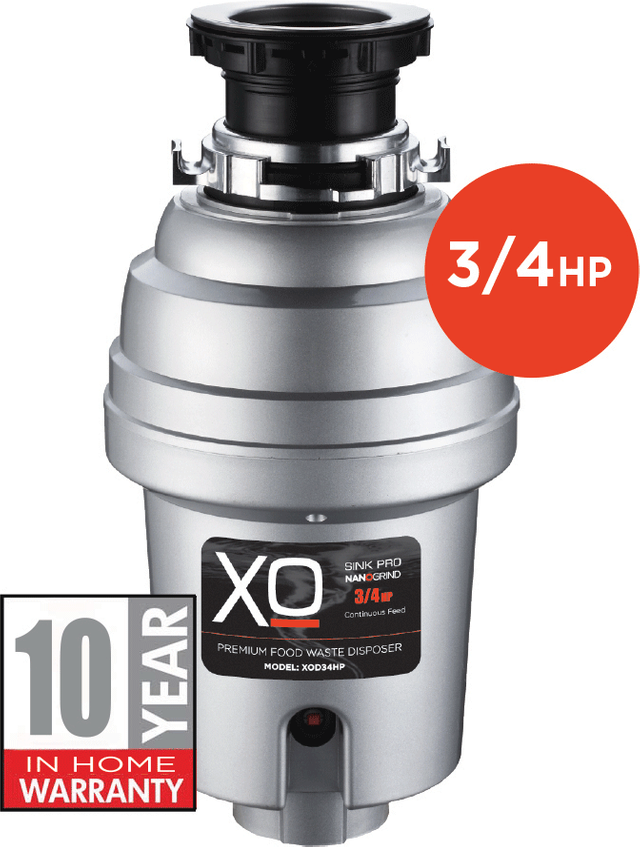 XO 0.75 HP Continuous Feed Stainless Steel Garbage Disposer 1