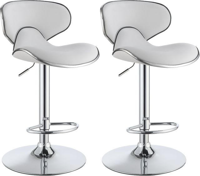 Coaster® Edenton 2-Piece White/Chrome Upholstered Adjustable Bar Stools
