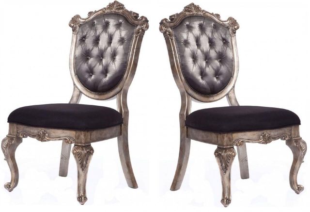 ACME Furniture Chantelle 2-Piece Silver Antique Side Chairs