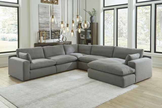 Benchcraft® Elyza 5-Piece Smoke Right-Arm Facing Sectional with Chaise ...